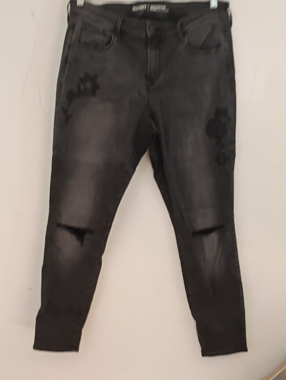 Old Navy Charcoal Black Skinny Jeans with Floral Prints